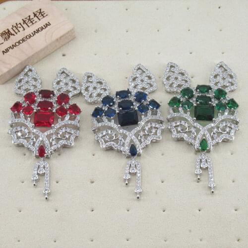 APDGG 42x60mm gold plated cubic zircon connector Micro Pave for necklace pendant Jewelry DIY Jewelry Findings