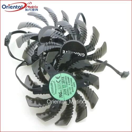 Free Shipping 3pcs/lot T128010SU DC12V 0.35AMP 75mm VGA Fan 4Pin For Gigabyte Graphics Card Cooling Fan