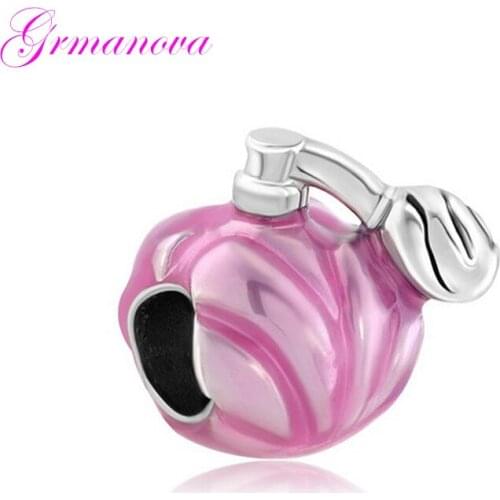 Pink perfume bottle European charm beads handmade DIY jewelry accessories amulet Fit Pandora Bracelet Necklace