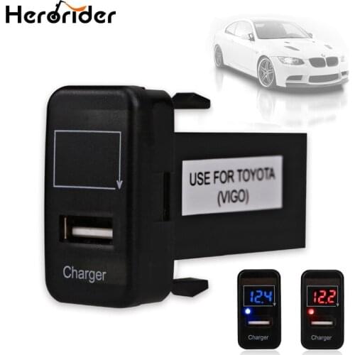 Herorider Led USB Car Charger Voltmeter For Toyota 12V Car Cigarette Lighter USB Socket Adapter Interface Port For Toyota VIGO