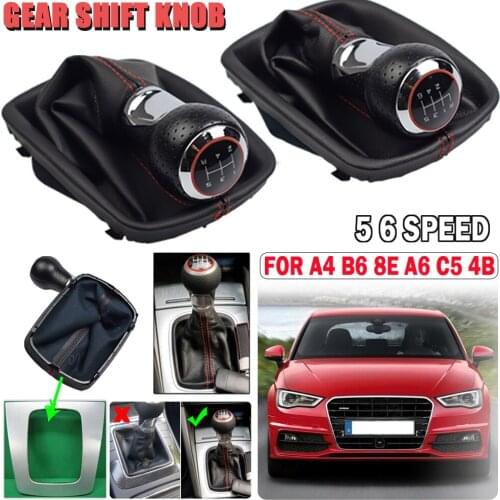 Leather Shifter Car Inner Gear Shift Shifter Knob Gaiter Boot Cover 5 Speed 6 Handle For AUDI A4 B6 8E 2000-04 A6 C5 4B 1997-05