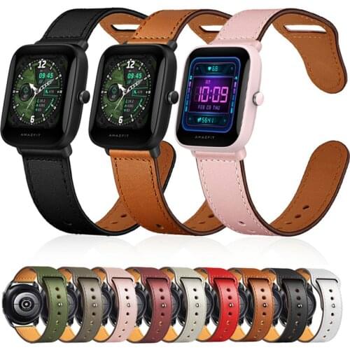 20mm/22mm band For Amazfit GTS/2/2e/GTS2 Mini/GTR 42mm/47mm/GTR2/2e/stratos 3 belt leather Watch Bracelet Amazfit bip/pace strap