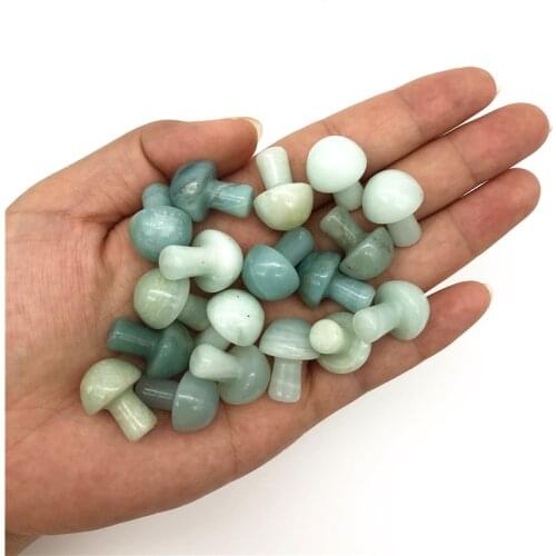 Beautiful 1/2Pcs Natural Amazonite Mushroom Shaped Polished Stone Decor Healing Gift Natural Quartz Crystals