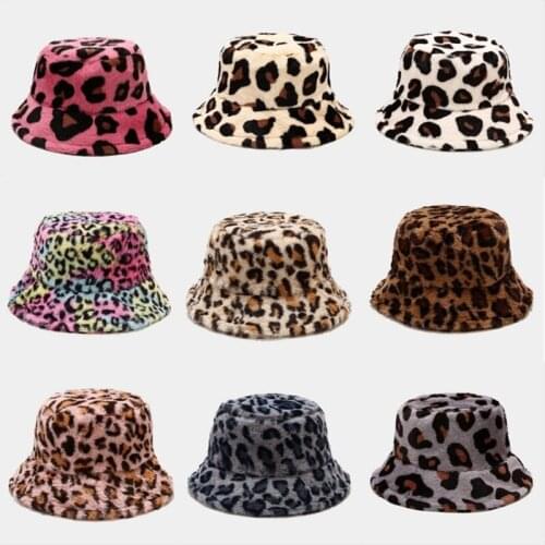 Leopard Keep Warm Autumn Winter Flat Top Basin Cap Collapsible Fashion New FishermanS Hat WomenS Hat