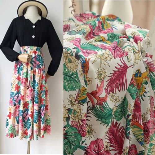 Soft heart printed hand-sewn dress Hanfu high-count nylon cotton drape silky light wrinkle fabric