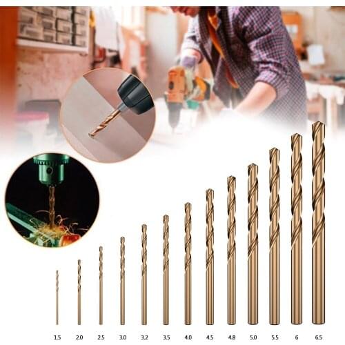 13 Pcs Twist Drill Bit Set Cobalt High Speed Steel Twist Drill Bit for Woodworking Plastic and Aluminum HSS Drill Bit 1.5-6.5mm