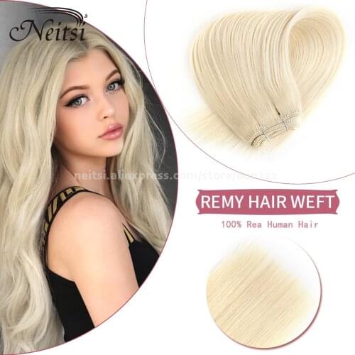 Neitsi Straight Remy Human Hair Extensions 12"-26" 100g/pc 1# 1B# 2# 3# 4# 6# 60# P27/613# P18/613# Double Drawn Hair Weft