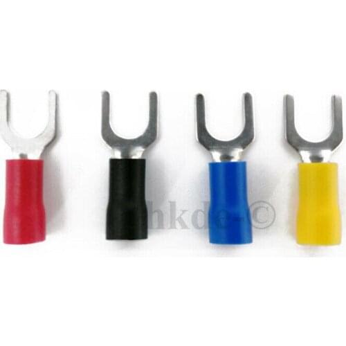 20/50PCS Fork Lug Crimp Connector Cable/Wire Terminals Insulated Spade Terminal Block Connector Red Color 1.5~6mm²