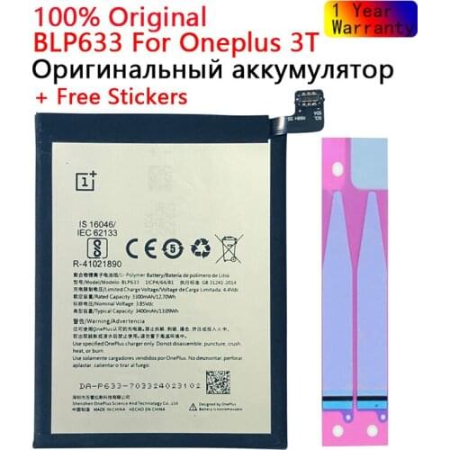 ONE PLUS Original Phone Battery BLP633 3300/3400mAh For OnePlus 3T A3010 High Quality Replacement Li-ion Batteries