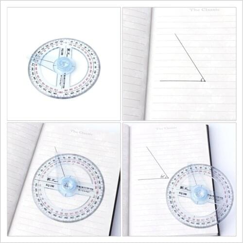 Plastic 360 Degree Protractor Ruler Angle Finder Swing Arm School Office New