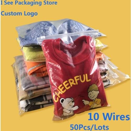 50pcs/lot Transparent Storage Bags PE Plastic Clothing Zipper Bags Waterproof Storage Bags