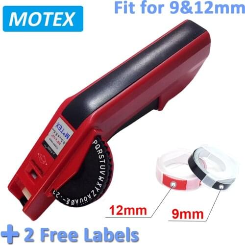 Motex E-5500 manual label maker labeler for 9mm and 12mm DYMO 3D Embossing PVC plastic label tape