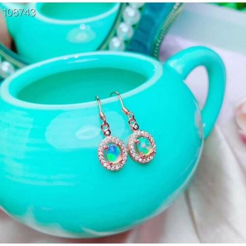 The Best GiftFor your girl Friend Natural and Real OPal Earring 925 sterling silver Fahshion Natural Real Opal Earring