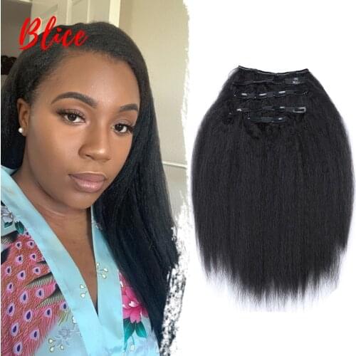 Blice 16-20 Inch 18 Clips In Hair Hairpieces Kinky Straight Long Synthetic Heat Resistant Hair Extensions Bundles 5Pcs/set 160g