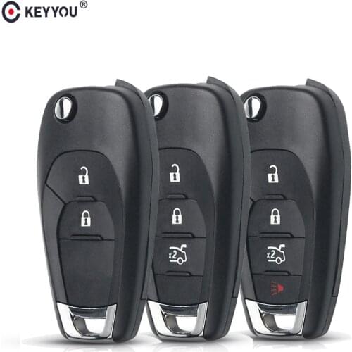 KEYYOU Replacement Flip Key For Chevrolet Cruze Aveo Malibu Chevy Remote Car Key Shell Fob 2/3/4 Buttons Uncut Blade Key Case
