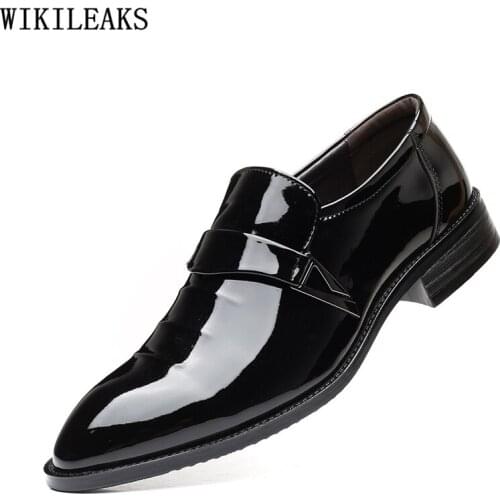 Suit Shoes Men Formal Coiffeur Italian Dress Patent Leather Shoes Men Classic Big Size Corporate Shoes for Men Brand Slip Dress