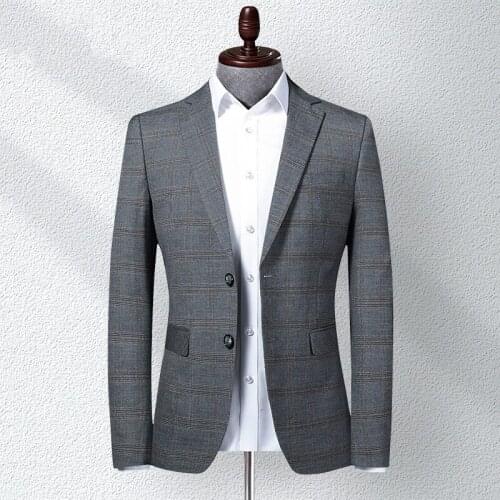 2020 Spring and Autumn Leisure Mens Plaid Blazers Casual Business Suit Korean Version of the Slim Wedding Coat