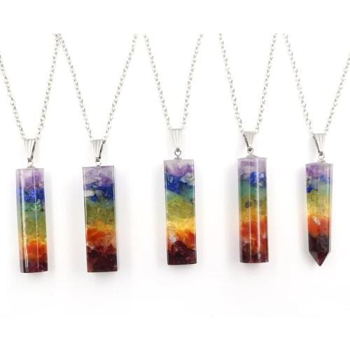 YJXP Natural Crystal Gravel 7 Chakra Orgone Energy Pendant Necklace For Women Fashion Charm Jewelry