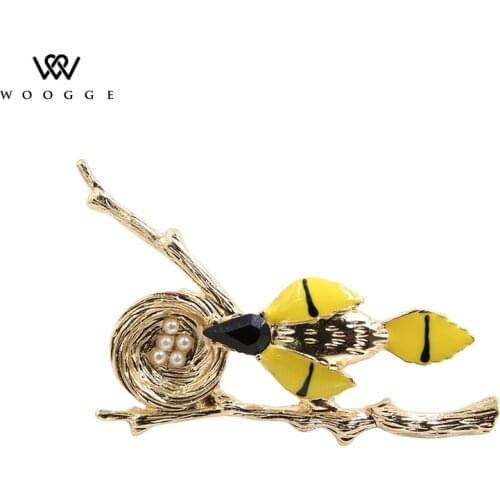 2018 Fashion Jewelry Design Enamel Pin Metal Branch Pearl Nest Bird Brooch Hijab Pins Animal Broche Vintage Brooches For Women