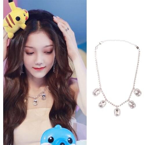 MENGJIQIAO Korean tv Star Fashion Shiny Square Crystal Choker Necklace For Women Girls Elegant Rhinestone Pendants Party Jewelry