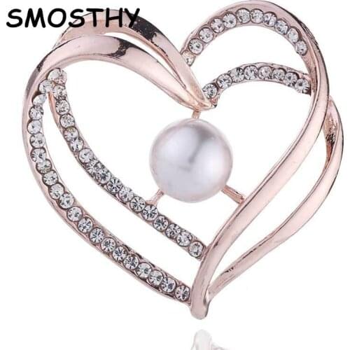 1pcs Original Double Heart Pearl Crystal Brooch Lovers Valentines Day Festival Hat Dress Scarf Pin accessory,OAB006