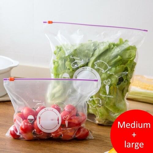 10/20pcs /Set Organizer Reusable Fresh Zipper Bag Freezing Food Wrap Storage Organizer Bag Zip Lock Bags Kitchen Storage items