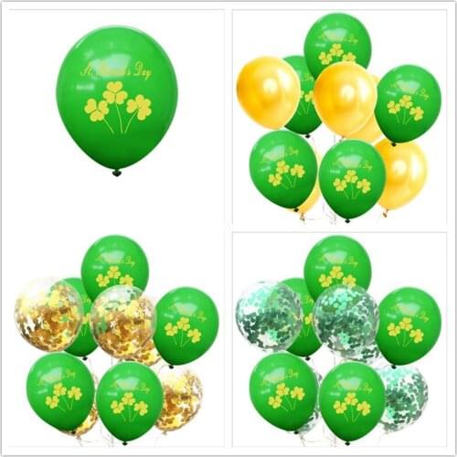 16PCS Lrish Festival Theme Balloons Clover Green St. Patricks Day Decoration Wedding, Birthday Party