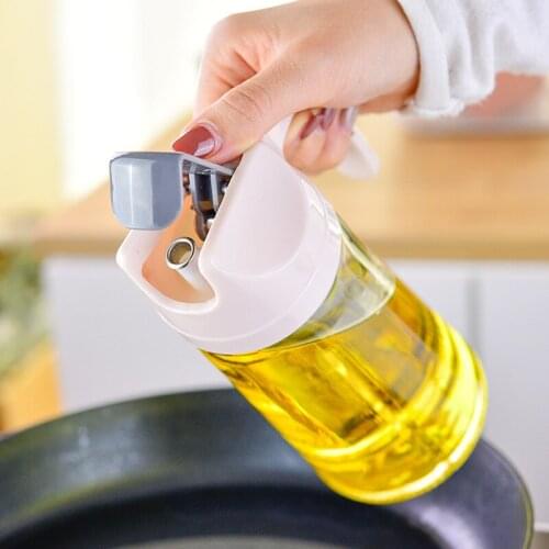 300/600/630ML Transparent Automatic Opening and Closing Cover Glass Oil Can Soy Sauce Pot Vinegar Pot Kitchen Supply Oil Bottle