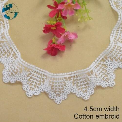 4.5cm width cotton embroidery lace edges french ribbon lace fabric guipure diy trims mini dress lace sewing Accessories#3028
