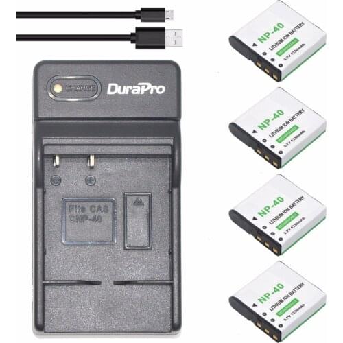 4pcs NP-40 NP 40 NP40 Rechargeable Li-ion Battery + USB Charger for Casio EX-Z400 FC100 FC150 FC160S P505 P600 P700 Z300 Z600 EX