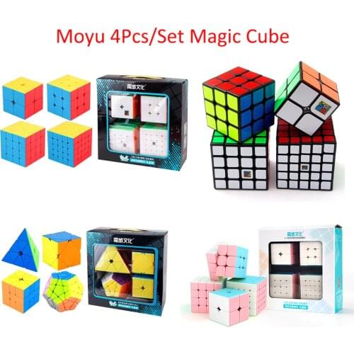 4Pcs/set MoYu Cube box 2x2 3x3 4x4 5x5 Profissional Magic Cube Speed Cube Set Meilong Magic 2345 Box Cube Puzzle Educational Toy