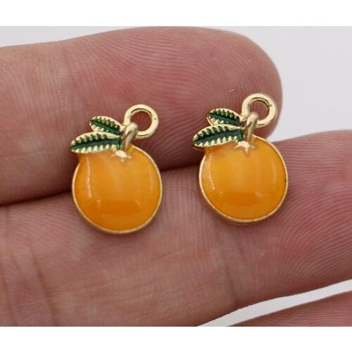 5Pcs Enamel Gold Color Orange Charm Pendant for Jewelry Making Earrings Bracelet Necklace Accessories DIY Findings