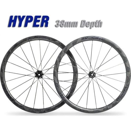 700C Winspace Carbon Road Wheels HYPER SuperLight Weight Disc Brake Racing Road Bike Wheels with Aero Bladed Carbon Spokes