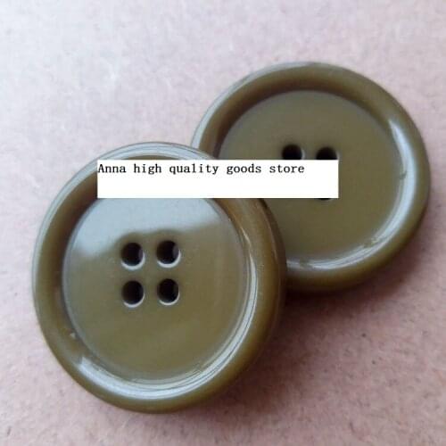 Free shipping 10pcs/lot 4-Holes Four eyes edge round army green high-grade cashmere cloth coat buttons joker trench coat buttons