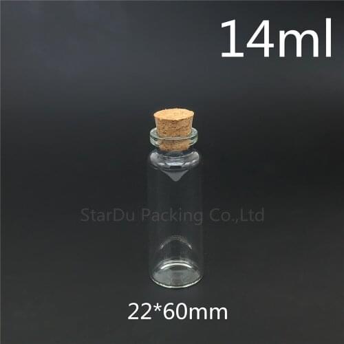 Free shipping 1000pcs 14ml Small Cute Mini Cork Stopper Glass Bottles Vials Jars Containers 14cc Small Wishing Bottle with Cork