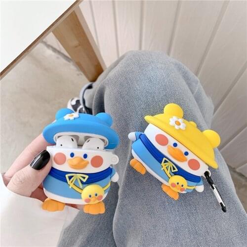 Three Hats Backpack Duck Earpods Case for Airpods Pro 3D Kawaii Cartoon Bluetooth Wireless Earphone Cover for Airpods 1 2 3 Box