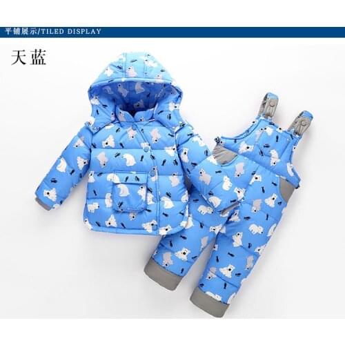 Childrens down jacket suit men and women baby winter jacket children 1-4 years old infant two-piece childrens clothing