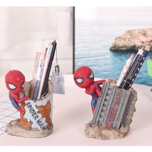 Disney marvel spiderman Creativity Pen holder Resin action toys figure Decoration superhero spiderman Pen holder birthday gifts