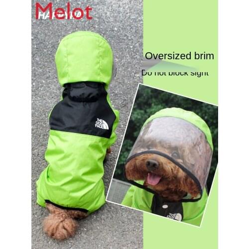 Puppy Dog Raincoat Four-Legged Waterproof All-Inclusive Medium-Sized Dog Small Dog Rainy Day Clothes Pet Poncho