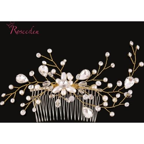Party Elegant Handmade bridal Hair comb Crystal Simulated Pearl Wedding Hair Accessories hair pieces RE278