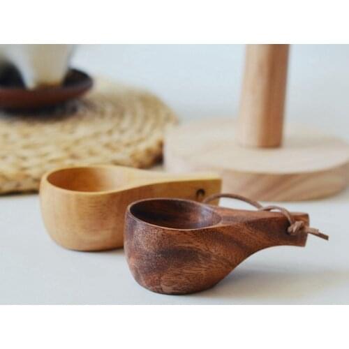 Finland Wood Small Wooden Mug Tea Cup Rubber Single Hole Water Coffee Cups Household Kitchen Supplies