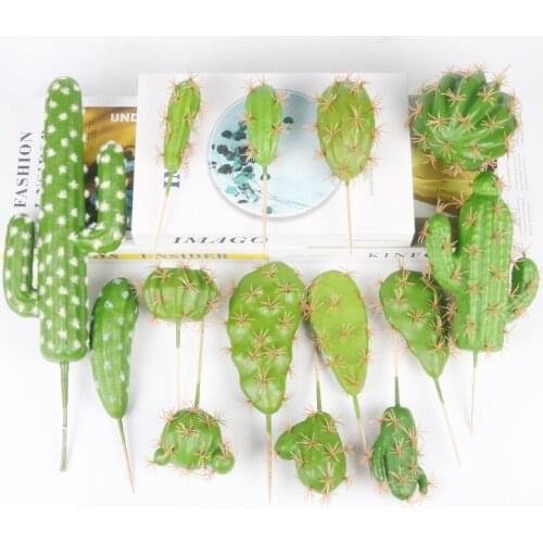 Artificial Succulents Plants Green Cactus Garden Home Office Decoration DIY Accessories Fake Flower Flocking Bonsai Plastic