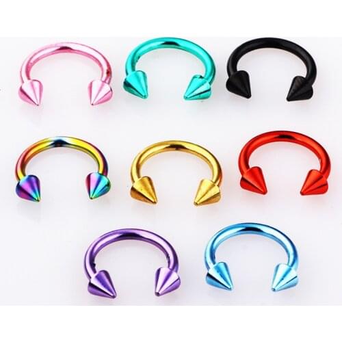 The Latest Stainless Steel Multi-color Horseshoe Rod Nose Ring Sets | Stainless Steel C Word Rod Nose Nail Body Piercing Jewelry