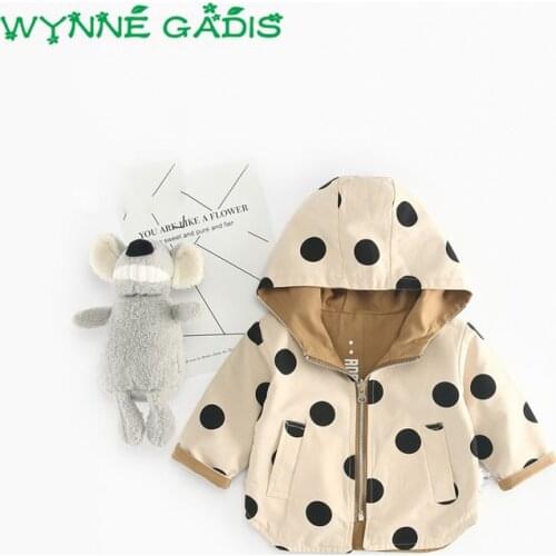 Autumn Baby Girls Long Sleeve Hooded Polka Dot Zipper Jacket Coat Infant Kids Casual Outerwear Casaco Roupas De Bebe