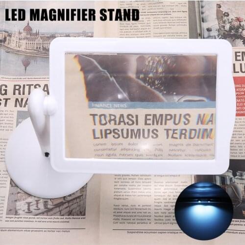 Magnifier LED Illuminated Magnifying Glass 3X Magnification Tool 360 Degree Rotating Stand Hands Free For Rreading Needlework