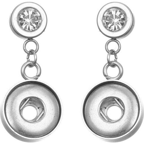 Fashion Snap Earrings Fit 12mm Snap Button Jewelry Trendy Silver Color Crystal Earrings Wedding For Women Gift