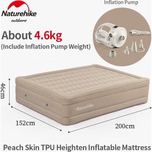 Naturehike Outdoor Camping 45cm Thick TPU Inflatable Pad Portable 2Persons Sleeping Mattress Free Give Air Pump And Repair Bag