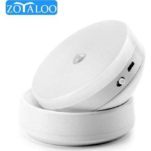 PIR Motion Sensor LED Night Light 360 Degree Rotating Lamp 6 LEDs lighting for Wardrobe Cupboard Closet Kitchen night light