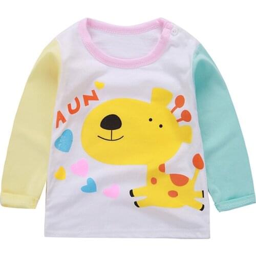 2019 new baby boy clothes t shirt long sleeve kidsT-shirt quality 100% cotton children cartoon deer clothes tshirt girls tops