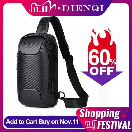 DIENQI New Carbon fiber Man Chest Bag Multifunction Anti-theft Waterproof Crossbody Bag Male travel Short Trip Chest Pack Pauch